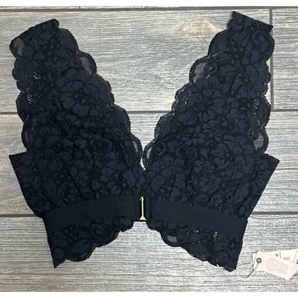 NWT $58 Free People X HAH Got Ur Back Bra XS Black Lace Bralette Adjustable - Picture 3 of 10